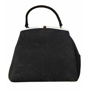 Vintage Theodor California Bag Purse Black Felt Snap Lock w/ Handle 60’s Rare